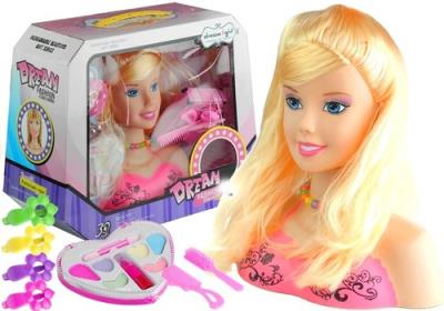 Opakowanie Głowa lalki do stylizacji makijażu czesania różowa