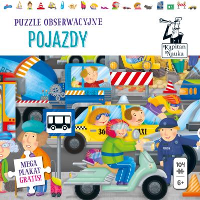 Okładka książki Kapitan Nauka. Puzzle obserwacyjne. Pojazdy 6+