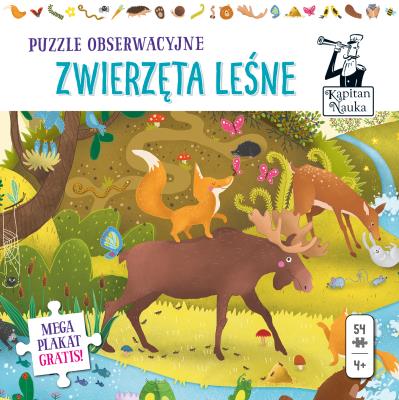 Kapitan Nauka. Puzzle obserwacyjne.Zwierzęta leśne. Autor: Gabriela Bieniek-Zaremba. SmakLiter.pl Okładka książki Kapitan Nauka. Puzzle obserwacyjne.Zwierzęta leśne