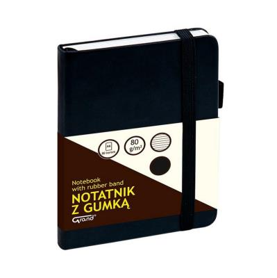 Opakowanie Notatnik A6/80K linia z gumką czarny GRAND