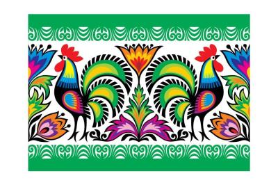 Opakowanie Pocztówka - Nr.8 Koguty zielone FOLKSTAR