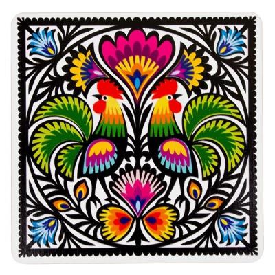 Opakowanie Podkładka drewniana - dwa koguty białe tło