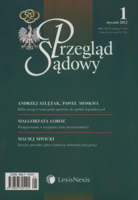 Przegląd Sądowy 1/2012. Wydawca: LexisNexis. SmakLiter.pl Opakowanie Przegląd Sądowy 1/2012