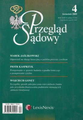 Przegląd Sądowy 4/2009. Wydawca: LexisNexis. SmakLiter.pl Opakowanie Przegląd Sądowy 4/2009
