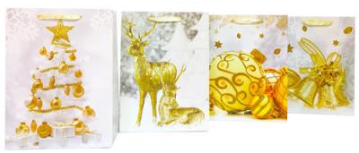 Opakowanie Torebka z brokatem Biały i Choinka Średnia A5 12 sztuk