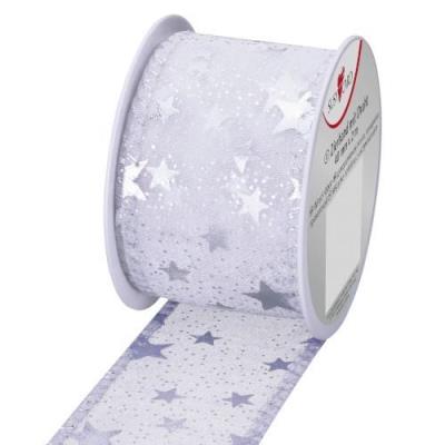 Opakowanie Wstążka 2mx40mm Gwiazdy srebrne