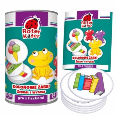 GRA EDUKACYJNA Z FISZKAMI KOLOROWE ŻABKI. ZEBRAŁ I WYGRAŁ! RK1010-04. Wydawca: Roter Kafer. SmakLiter.pl Opakowanie GRA EDUKACYJNA Z FISZKAMI KOLOROWE ŻABKI. ZEBRAŁ I WYGRAŁ! RK1010-04