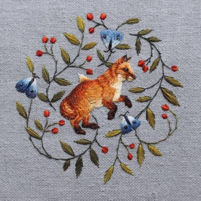 Opakowanie Karnet kwadrat z kopertą Fox and Butterflies