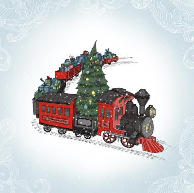 Opakowanie Karnet Swarovski kwadrat CL2304 Święta Pociąg