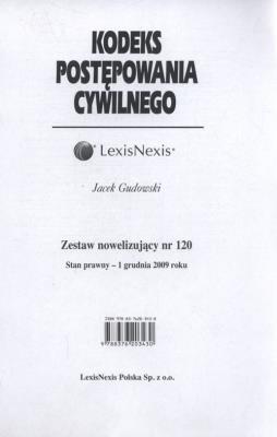 Kodeks Postępowania Cywilnego Zestaw nowelizujący nr 120. Autor: Gudowski Jacek. SmakLiter.pl Okładka książki Kodeks Postępowania Cywilnego Zestaw nowelizujący nr 120