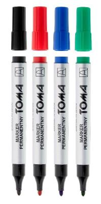 Marker permanentny okrągły mix 4 kolory TOMA. Wydawca: TOMA. SmakLiter.pl Opakowanie Marker permanentny okrągły mix 4 kolory TOMA