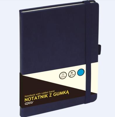 Opakowanie NotatnikA5/80K linia z gumką granatowy GRAND