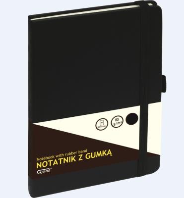 Opakowanie NotatnikA5/80K linia z gumką czarny GRAND