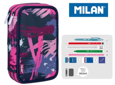 Opakowanie Piórnik MILAN 2-poziomowy z wyposażeniem ARTY GEO róż