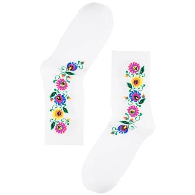 Opakowanie Skarpety damskie - roz.38-40 kwiaty łowickie białe