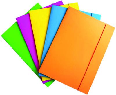 Opakowanie Teczka z gumką Fluo karton/lakier A4 3-skrz mix kolorów 25 sztuk