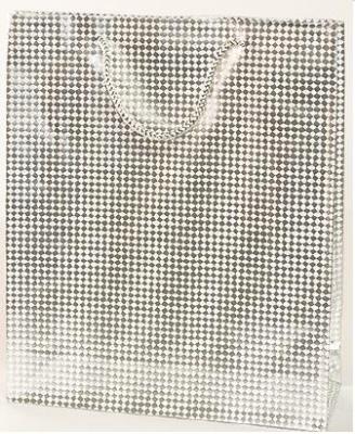 Opakowanie Torebka prezentowa L srebrna krata 0287-02