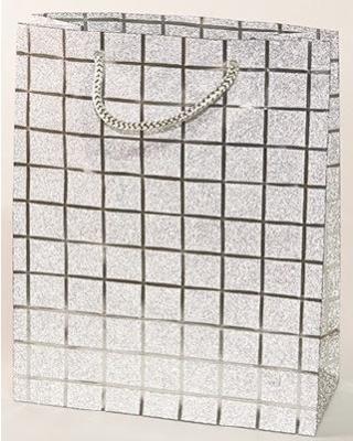 Opakowanie Torebka prezentowa M srebrna krata 0287-01