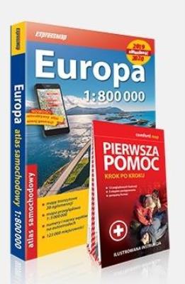 Okładka książki Atlas samochodowy Europa 2019/2020 +pierwsza pomoc