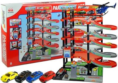 Garaż parking 5 pięter zjeżdżalnia winda + pojazdy. Wydawca: Lean Toys. SmakLiter.pl Opakowanie Garaż parking 5 pięter zjeżdżalnia winda + pojazdy