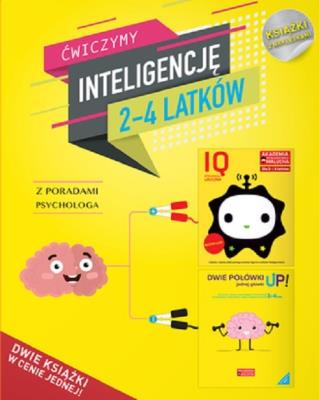 Okładka książki IQ Inteligencja logiczna i rozwój mózgu dla 2-4 latków z poradami psychologa. Książki z naklejkami.