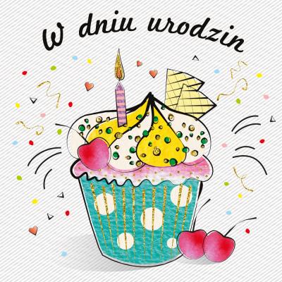 Opakowanie Karnet 155x155 Urodziny - Babeczka