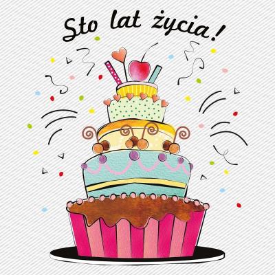 Opakowanie Karnet 155x155 Urodziny - Tort