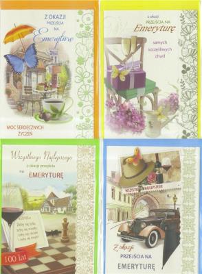 Opakowanie Karnet B6 brokat z margin. Emerytura (10szt) MIX