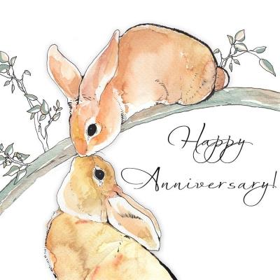 Opakowanie Karnet Swarovski kwadrat Rocznica Królik na gałęzi