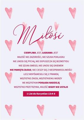 Kartka - Miłość cierpliwa jest. Wydawca: Koinonia. SmakLiter.pl Opakowanie Kartka - Miłość cierpliwa jest