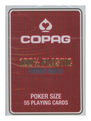 Karty do gry Copag 100% Plastic Poker size Jumbo Index czerwone. Wydawca: Cartamundi. SmakLiter.pl Opakowanie Karty do gry Copag 100% Plastic Poker size Jumbo Index czerwone
