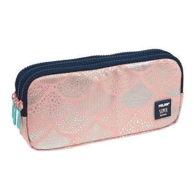 Opakowanie Piórnik 3 komorowy duży Silver 4 róż MILAN