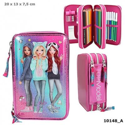 Opakowanie PIÓRNIK POTRÓJNY Z WYPOSAŻENIEM FRIENDS RÓŻ TOP MODEL 10148A