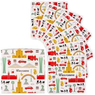 Opakowanie Podkładki korkowe FOLK-zest.6 szt Warszawa symbole