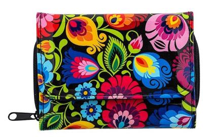 Opakowanie Portfel mały - łowicki czarny FOLKSTAR