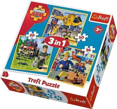 Opakowanie Puzzle 3w1 Strażak Sam w akcji TREFL