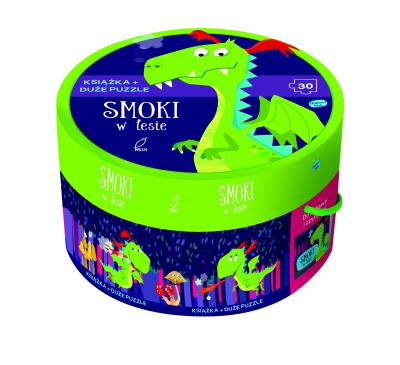 Okładka książki SMOKI W LESIE KSIĄŻKA Z PUZZLAMI W PUDEŁKU
