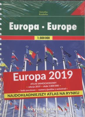 Atlas Europa 1:800 000 2019. Autor:   Praca zbiorowa. SmakLiter.pl Okładka książki Atlas Europa 1:800 000 2019