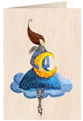 Karnet drewniany C6 + koperta Kobieta na obłoku. Wydawca: Cozywood. SmakLiter.pl Opakowanie Karnet drewniany C6 + koperta Kobieta na obłoku