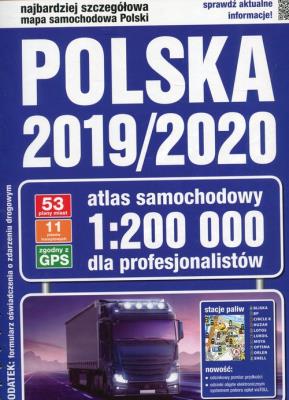 Okładka książki Polska 2019/2020 Atlas samochodowy 1:200 000 dla profesjonalistów