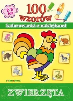 Okładka książki 100 wzorów - kolorowanki z naklejkami. Zwierzęta