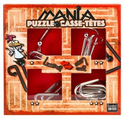 Opakowanie Łamigłowki metalowe 4 sztuki Puzzle-mania zestaw czerwony