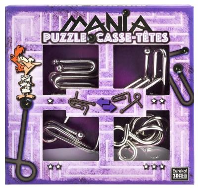 Opakowanie Łamigłowki metalowe 4 sztuki Puzzle-mania zestaw fioletowy