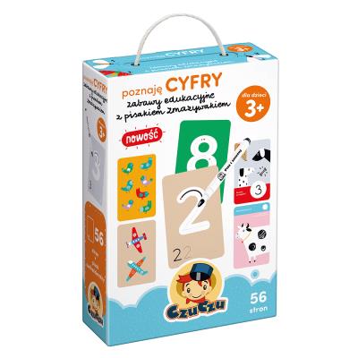 Okładka książki POZNAJĘ CYFRY ZABAWY EDUKACYJNE Z PISAKIEM ZMAZYWAKIEM CZUCZU