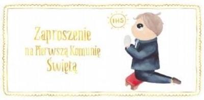 Opakowanie Zaproszenie - Komunia chłopiec złoty (5 szt.)