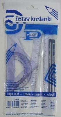Opakowanie Zestaw kreślarski z linijką 20cm + 2 ołówki PRATEL