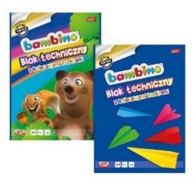 Opakowanie Blok techniczny kolorowy A4/10K (10szt) BAMBINO