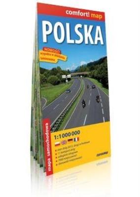 Comfort!map Polska 1:1 000 000 mapa w.2019. Autor: praca zbiorowa. SmakLiter.pl Okładka książki Comfort!map Polska 1:1 000 000 mapa w.2019