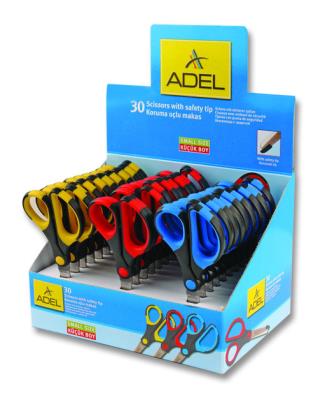 Opakowanie Dspl0-Nożyczki Adel Z Plastikowym Zakończeniem Zabezpieczającym Display 30 szt.