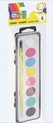Farby wodne 8 kolorów FIORELLO. Wydawca: Fiorello. SmakLiter.pl Opakowanie Farby wodne 8 kolorów FIORELLO